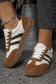 White Textured Woven PU Leather Leopard Patchwork Flat Sneakers