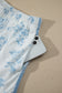 Sky Blue Floral Print Striped Detail Long Sleeve Top Ruffle Hem Shorts 2pcs Set