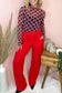 Rose Plaid Mesh Sheer Long Sleeve Top