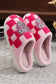 Fiery Red Disco Checkered Heart Plush Winter House Slippers