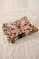 Camel Ribbon Bow Leopard Print Ribbed Cloth Makeup Bag