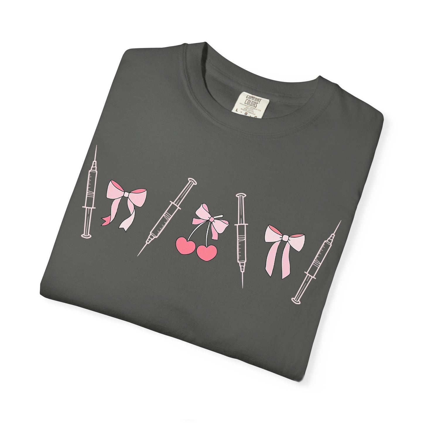 Injector & Cherry Design T-Shirt — Cute Pink Bows & Cherries Injector Tee