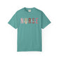 Nurse Injector Vibes Garment-Dyed T-Shirt — 'NURSE' Pastel Block & Script Design