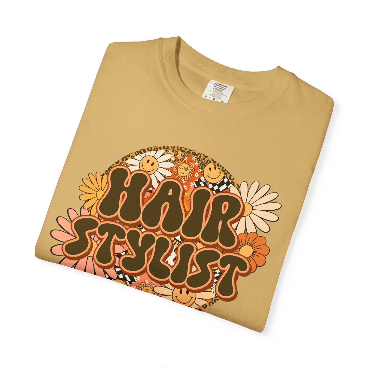 Hair Stylist T-Shirt — Retro Floral ‘Hair Stylist’ Tee