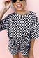 Black Checkered Top and Short Casual 2pcs Set