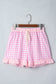 Sky Blue Gingham Print Ruffle Striped Detail Lace Tie Shorts