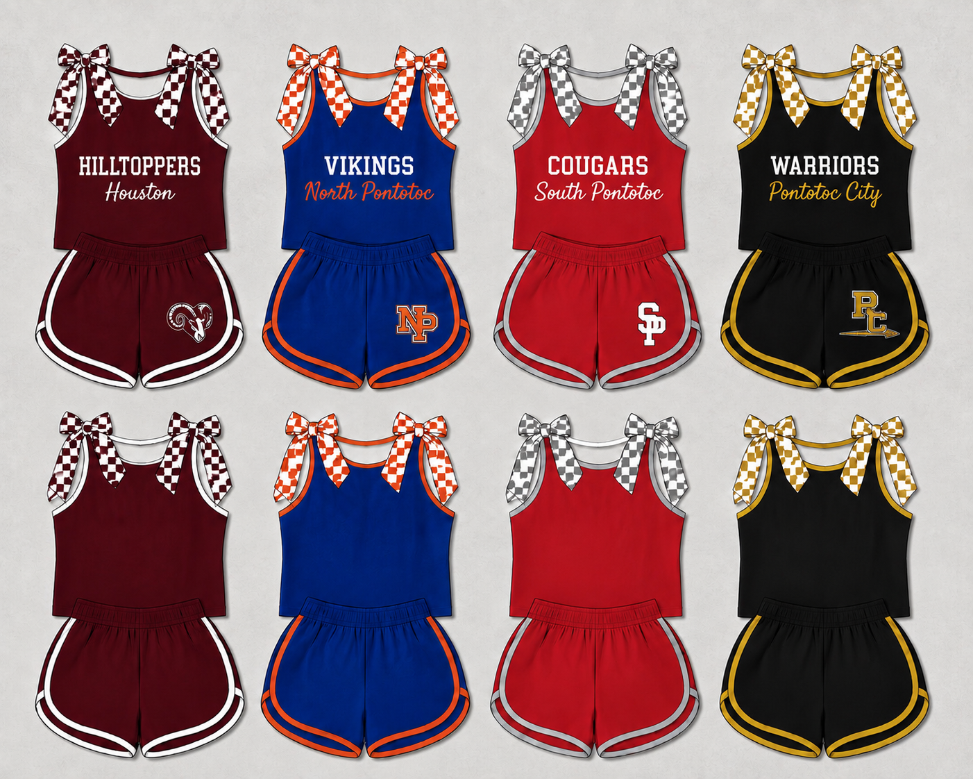 Custom School Spirit Bow Short Set