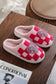 Fiery Red Disco Checkered Heart Plush Winter House Slippers