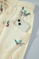 Beige Duck Print Short Sleeve Top Pocket Pants 2pcs Casual Set
