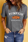 Gray Pumpkin Season Graphic Round Neck Short Sleeve T-Shirt