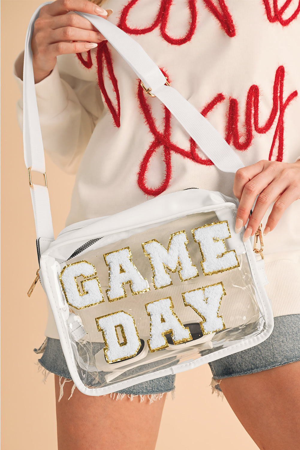 Black Clear PVC GAME DAY Summer Fashion Single Shoulder Bag