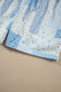 Sky Blue Patchwork Floral Print Drop Shoulder Baggy Pullover Drawstring Shorts Set