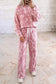 Multicolour Abstract Floral Print Loose Pullover Drawstring Pants 2pcs Set