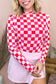 Rose Plaid Mesh Sheer Long Sleeve Top