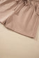 Khaki Checkerboard Plaid Long Sleeve Solid Color Shorts 2pcs Set