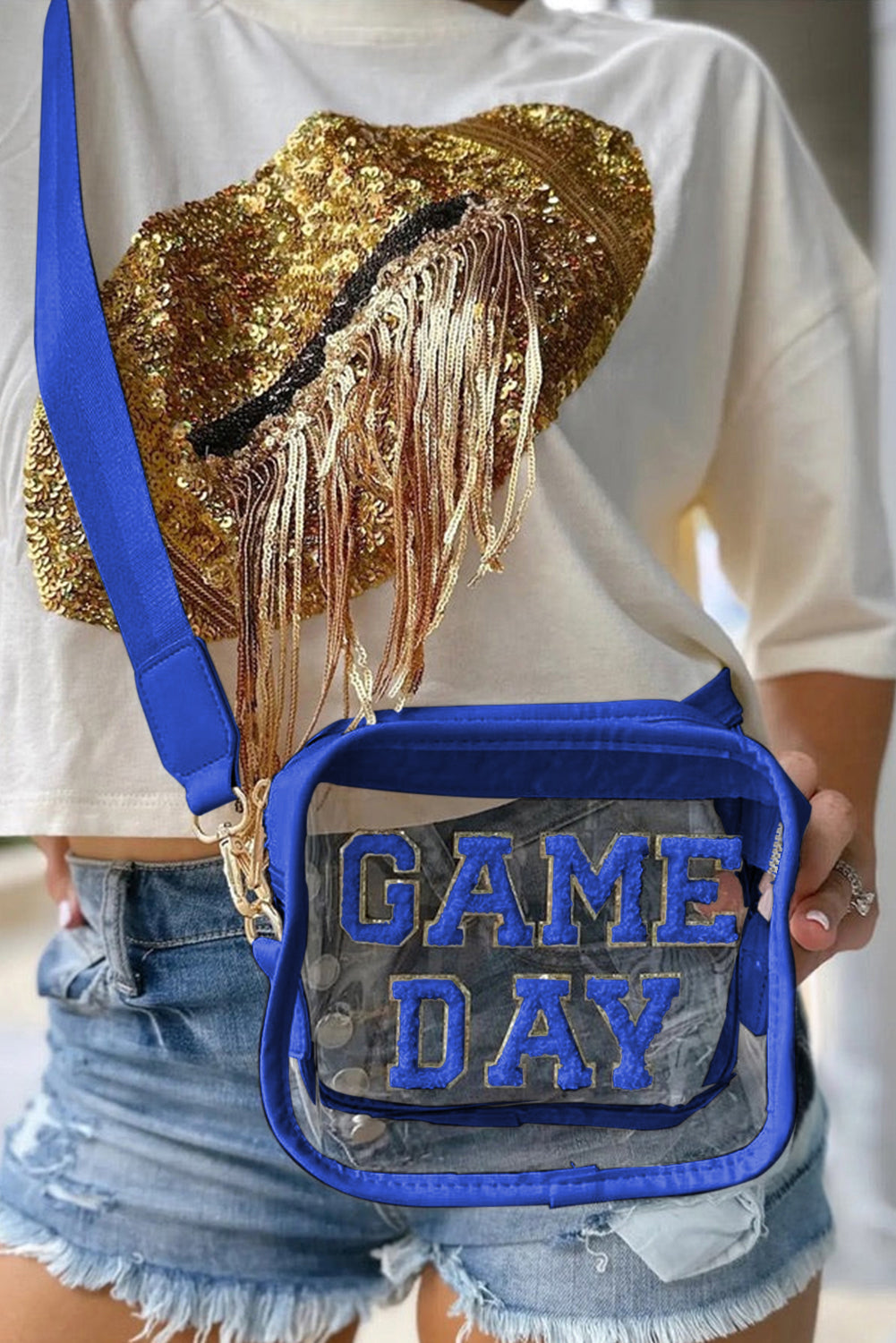 Black Clear PVC GAME DAY Summer Fashion Single Shoulder Bag