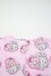 Pink Santa Claus Print V Neck Tee Drawstring Pants 2pcs Lounge Set