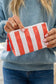 Red Checkered Vinyl Waterproof Tassel Zipper Makeup Bag