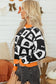 Black High Neck Drop Shoulder Geometric Print Sweater