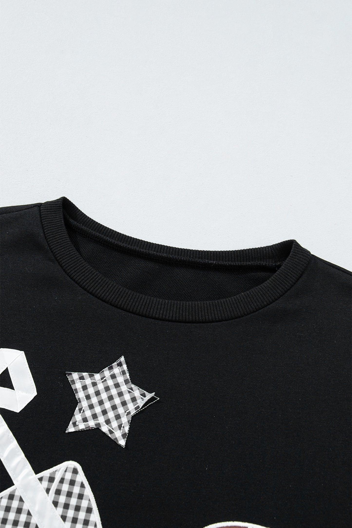 Racing Red Gingham Patch Embroidered Rugby Game Day Stars Sweatshirt