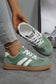 White Varsity Color Block Patchwork PU Leather Lace Up Shoes