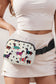 White Dachshund Walking Footprint Crossbody Bag