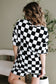Orange Checkerboard Print V Neck Loose Tee and Shorts Lounge Set