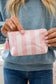 Red Checkered Vinyl Waterproof Tassel Zipper Makeup Bag