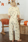 Beige Duck Print Short Sleeve Top Pocket Pants 2pcs Casual Set