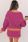 Evergreen Color Contrast Loose Pullover and Lace-up Waist Skort Set