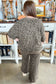Khaki Jacquard Leopard Half Sleeve Jumper Wide Leg Pant Set