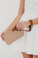 Chestnut Checkered  Woven Clutch Wristlet PU Leather Large Size Patterned Wallet