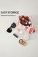 Red Checkered Vinyl Waterproof Tassel Zipper Makeup Bag