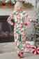 Pink Christmas Pattern Button V Neck Pullover Drawstring Pants 2pcs Lounge Set