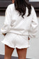 White Polka Dot Print Side Stripe Detail Casual Sweatshirt 2pcs Short Set