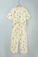 Beige Duck Print Short Sleeve Top Pocket Pants 2pcs Casual Set