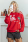 Racing Red Gingham Patch Embroidered Rugby Game Day Stars Sweatshirt