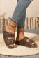 Medium Grey Retro Double Buckle PU Leather Faux Suede Platform Slippers
