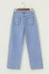 Beau Blue Contrast Stripe Frayed Side Panel Patchwork Shift Jeans