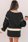 Evergreen Color Contrast Loose Pullover and Lace-up Waist Skort Set